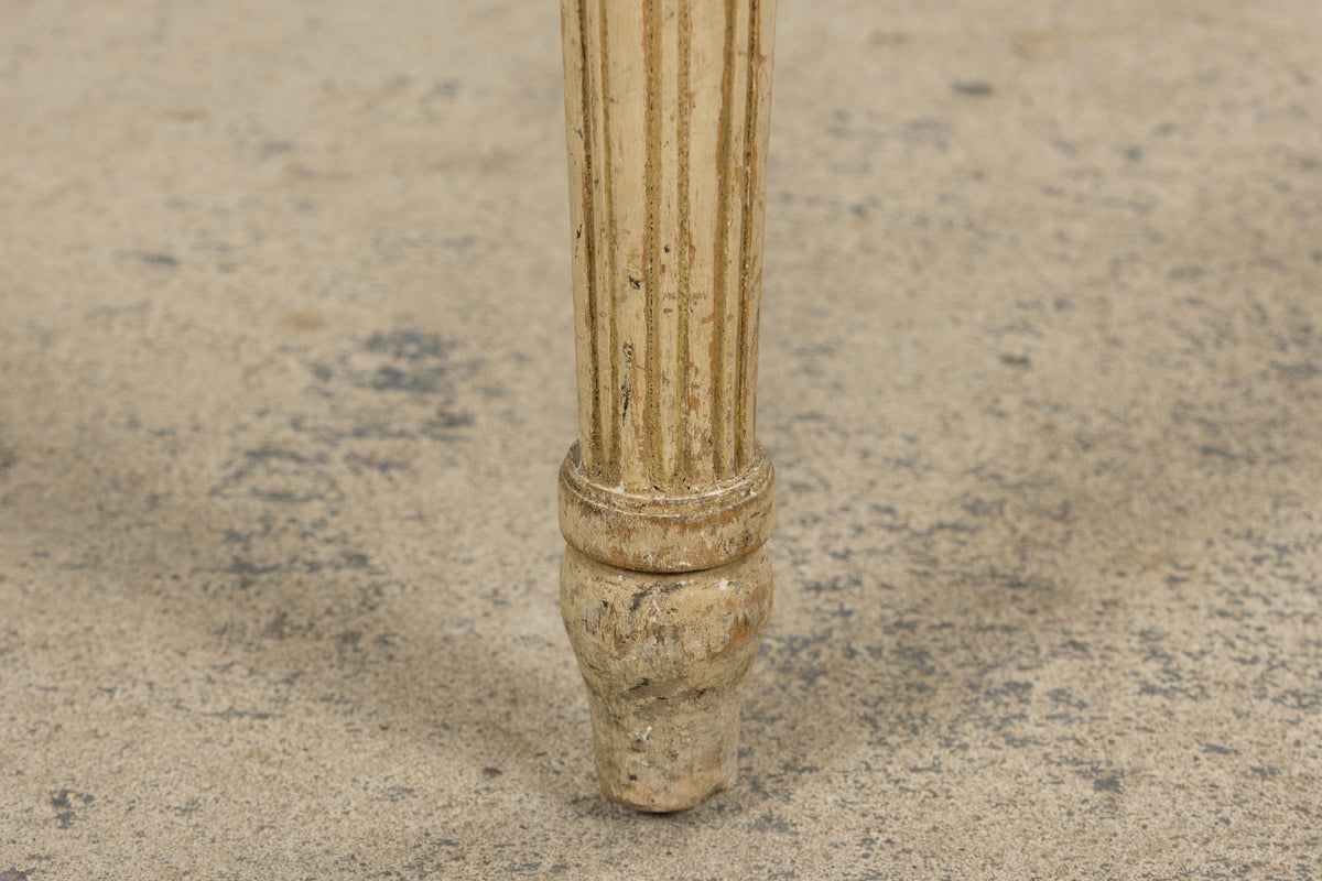 Antique French Louis XVI Painted Accent Side Chairs in Chartreuse Fabric - A Pair