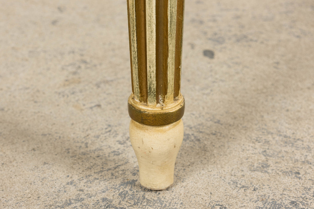 Antique French Louis XVI Style Painted Side Chairs W/ Blue Velvet Damask – A Pair