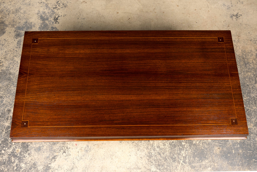 Art Deco Rosewood and Brass Dining Table, Jules Leleu Style, 1930s