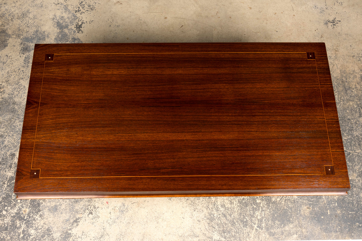 Art Deco Rosewood and Brass Dining Table, Jules Leleu Style, 1930s