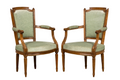 18th Century French Louis XVI Walnut Armchairs with Celadon Velvet - Pair