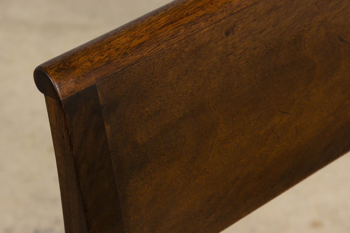 1930s French Art Deco Mahogany Side Chair W/ Cream Leather