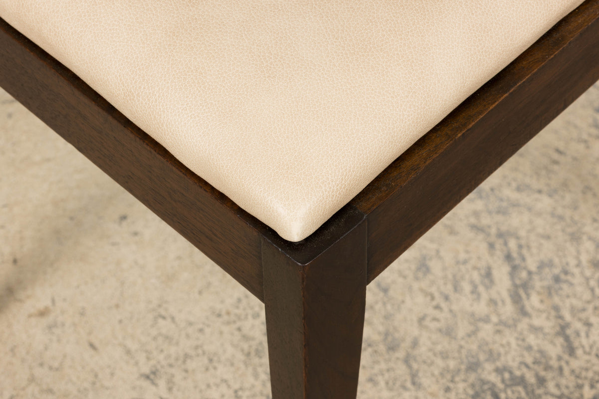 1930s French Art Deco Mahogany Side Chair W/ Cream Leather