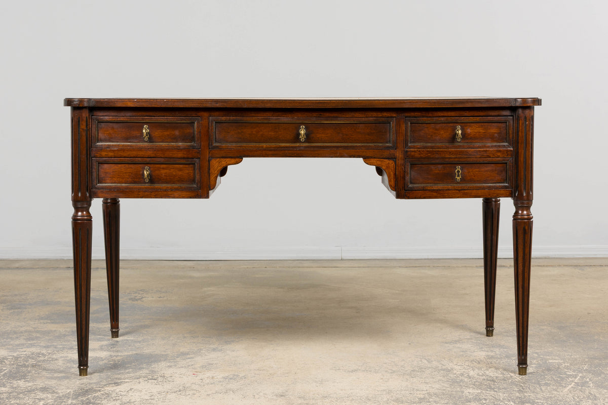 Antique French Louis XVI Style Mahogany Writing Desk W/ Leather Top