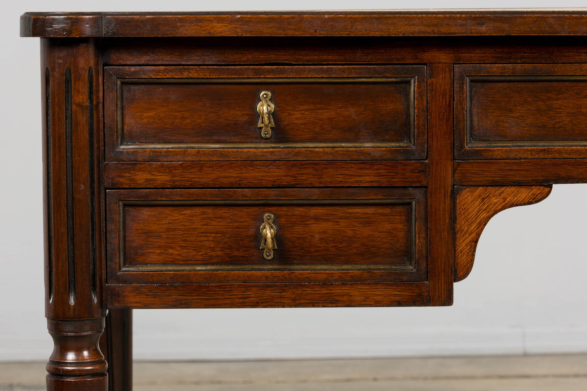 Antique French Louis XVI Style Mahogany Writing Desk W/ Leather Top