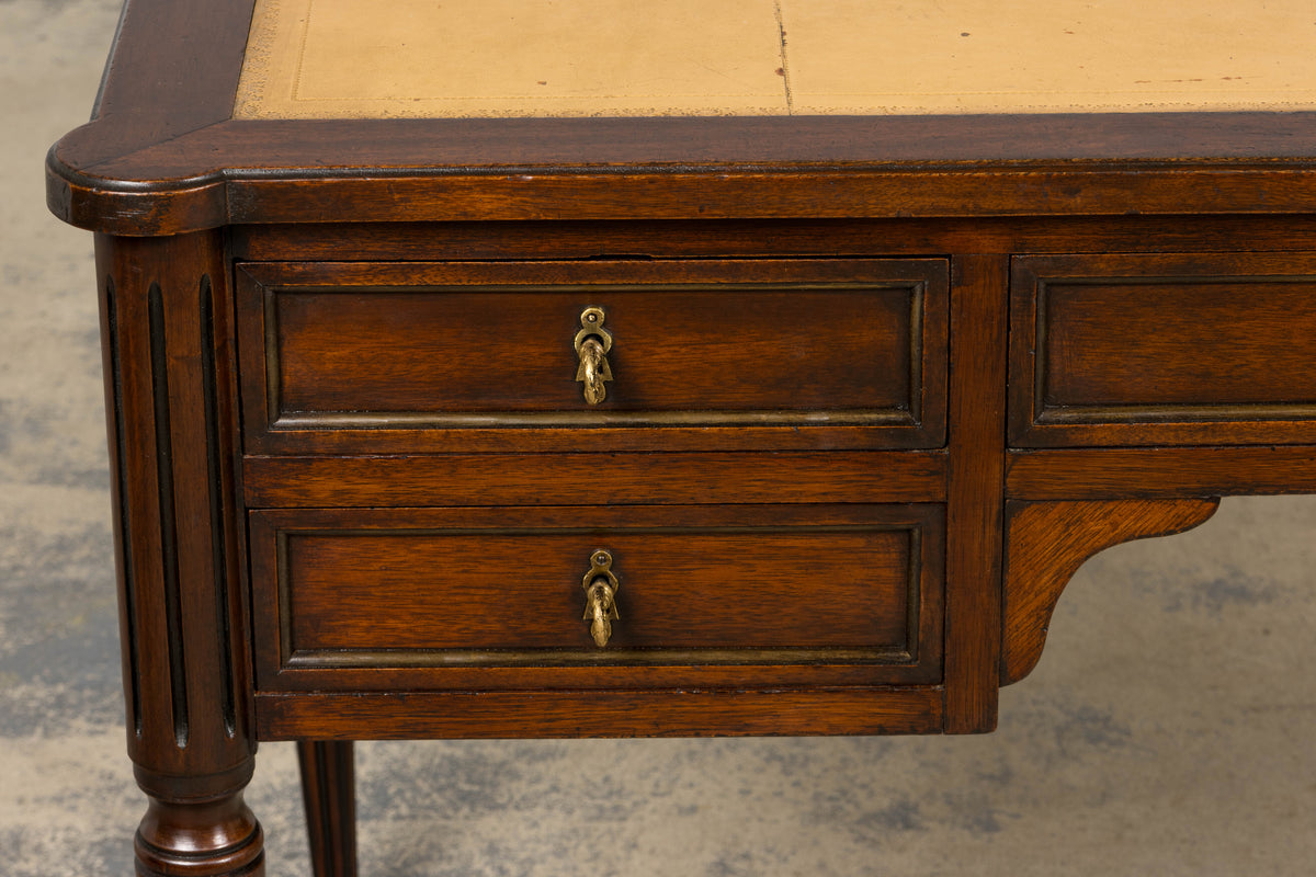 Antique French Louis XVI Style Mahogany Writing Desk W/ Leather Top