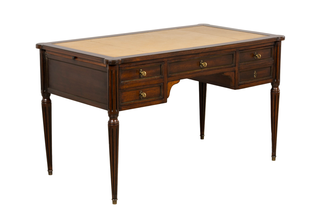 Antique French Louis XVI Style Mahogany Writing Desk W/ Leather Top