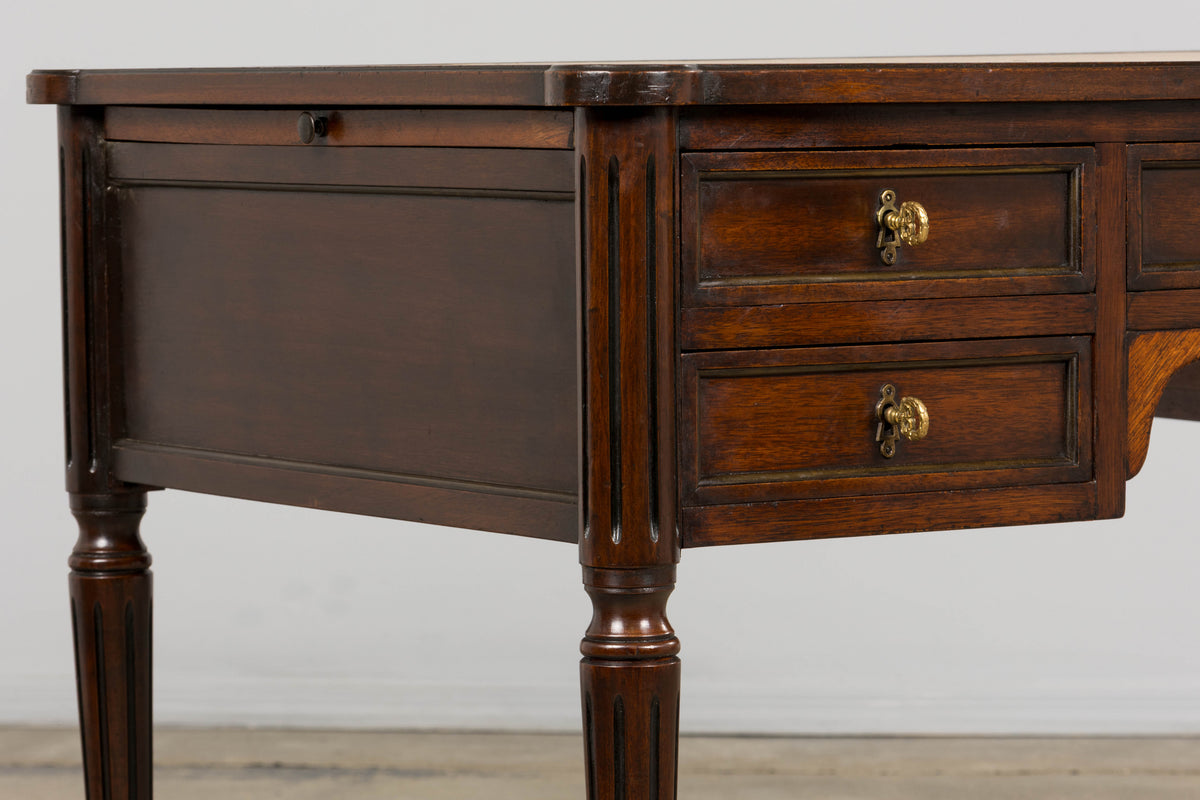 Antique French Louis XVI Style Mahogany Writing Desk W/ Leather Top