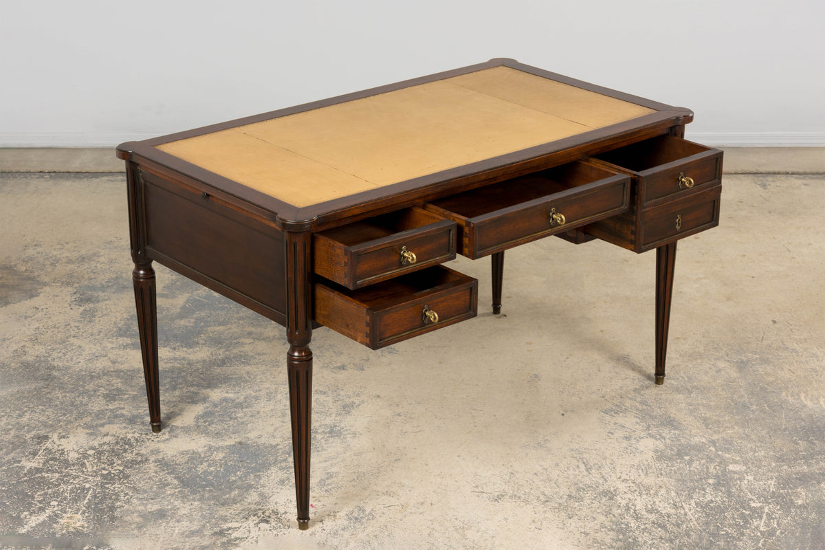 Antique French Louis XVI Style Mahogany Writing Desk W/ Leather Top