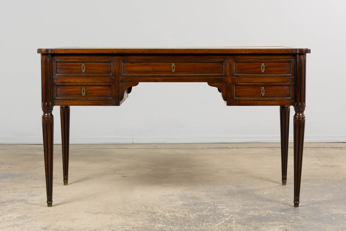 Antique French Louis XVI Style Mahogany Writing Desk W/ Leather Top