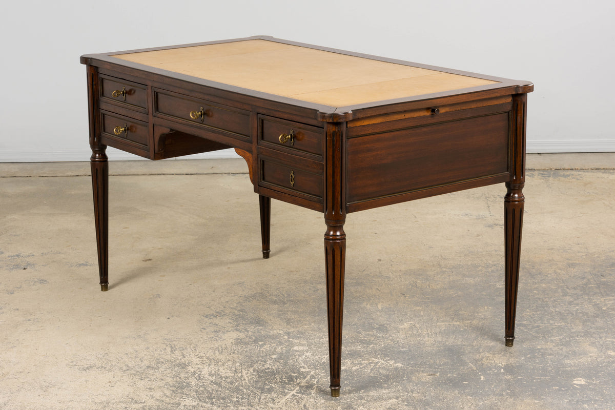 Antique French Louis XVI Style Mahogany Writing Desk W/ Leather Top