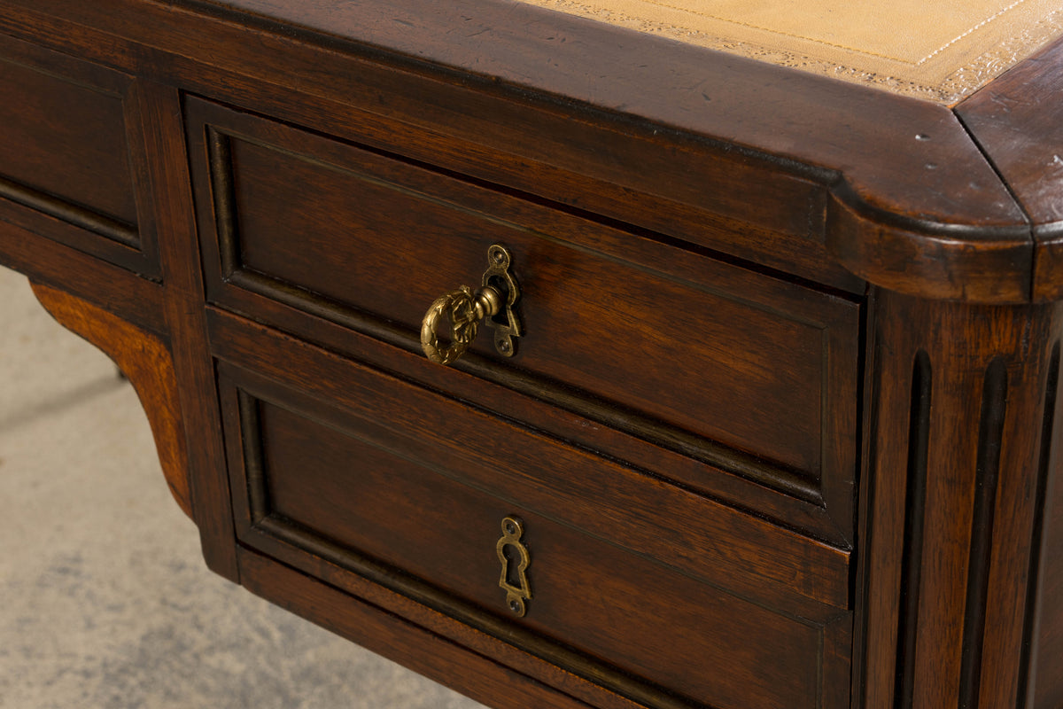 Antique French Louis XVI Style Mahogany Writing Desk W/ Leather Top