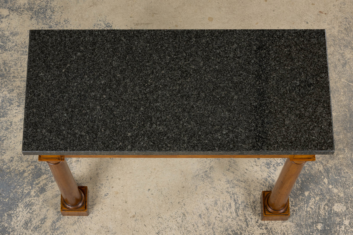 Early 19th Century French Empire Mahogany Console W/ Dark Gray Granite Top