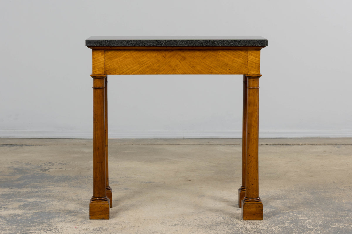 Early 19th Century French Empire Mahogany Console W/ Dark Gray Granite Top