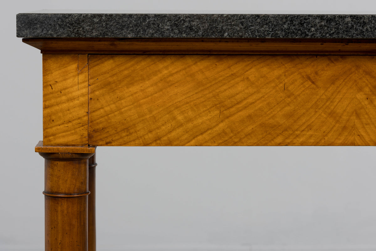 Early 19th Century French Empire Mahogany Console W/ Dark Gray Granite Top