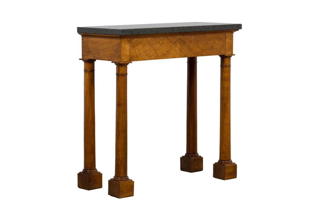 Early 19th Century French Empire Mahogany Console W/ Dark Gray Granite Top