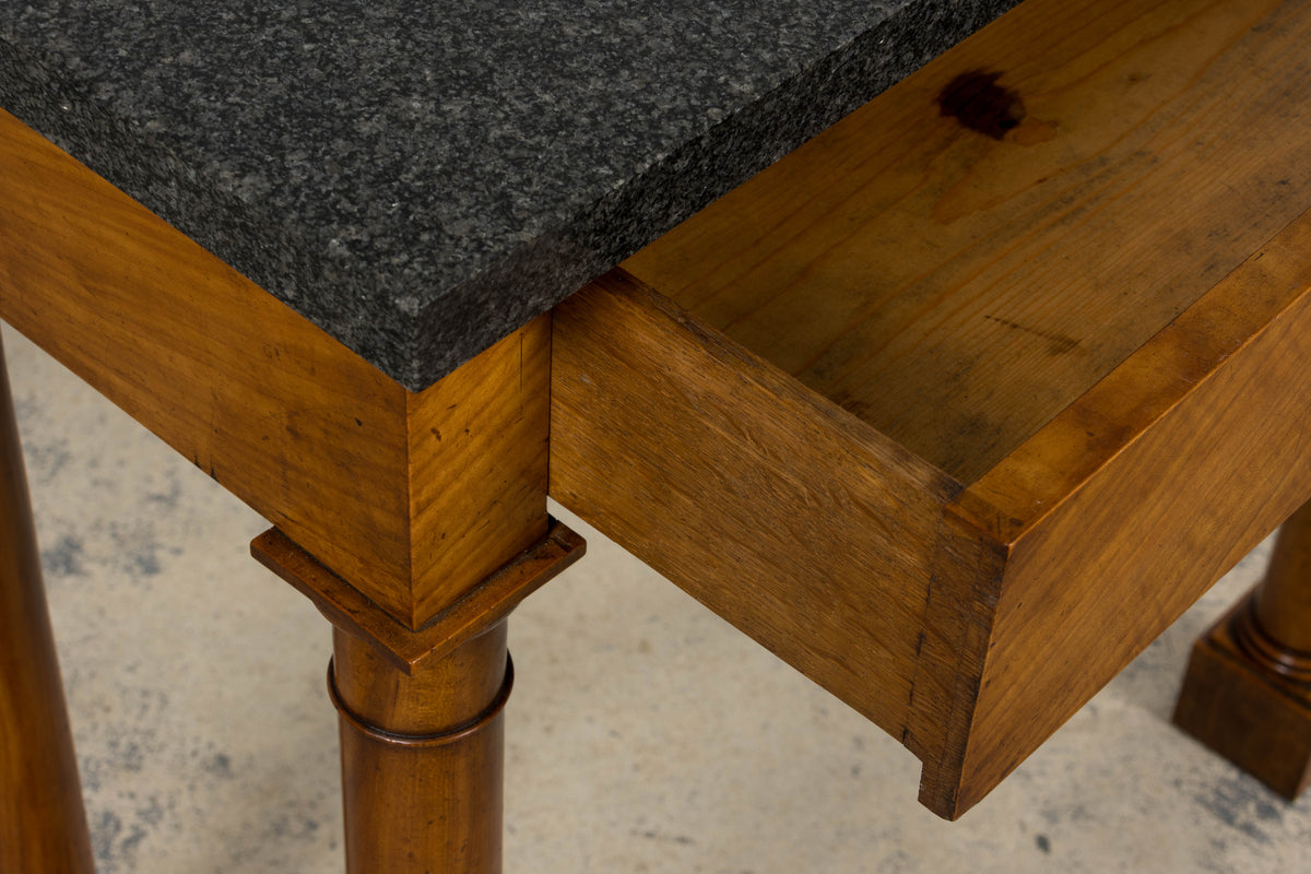 Early 19th Century French Empire Mahogany Console W/ Dark Gray Granite Top
