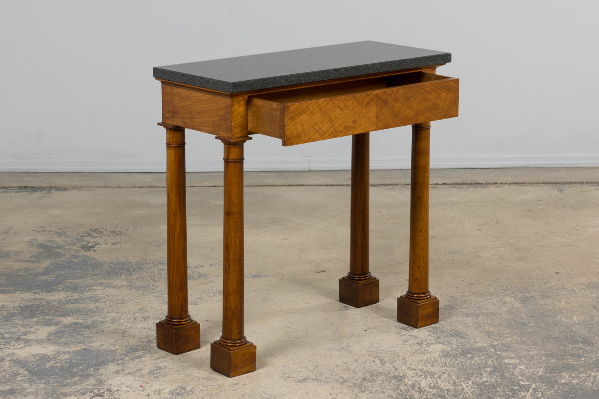 Early 19th Century French Empire Mahogany Console W/ Dark Gray Granite Top