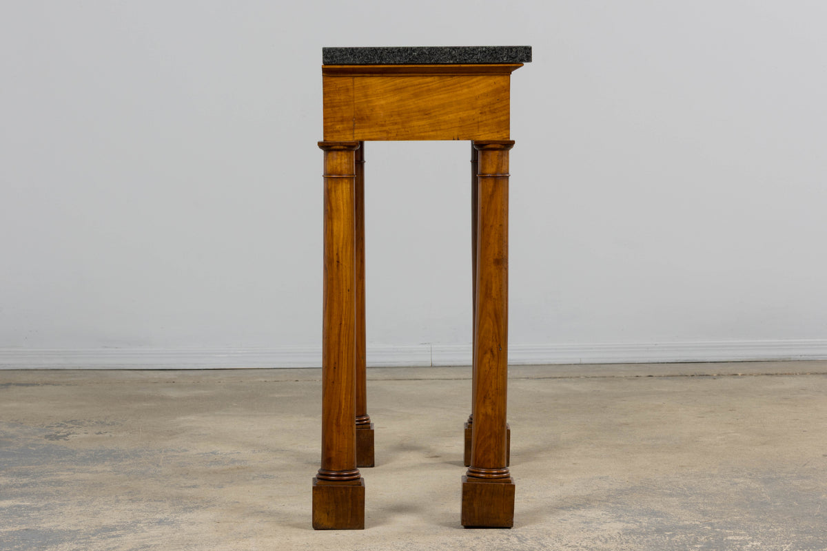 Early 19th Century French Empire Mahogany Console W/ Dark Gray Granite Top
