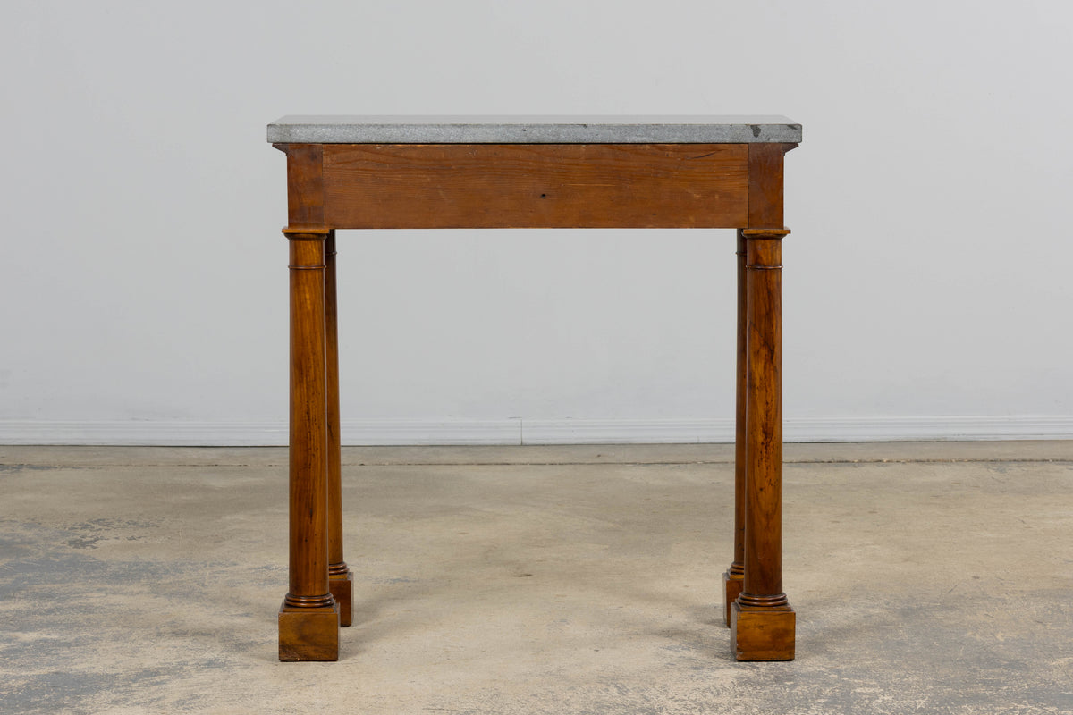 Early 19th Century French Empire Mahogany Console W/ Dark Gray Granite Top