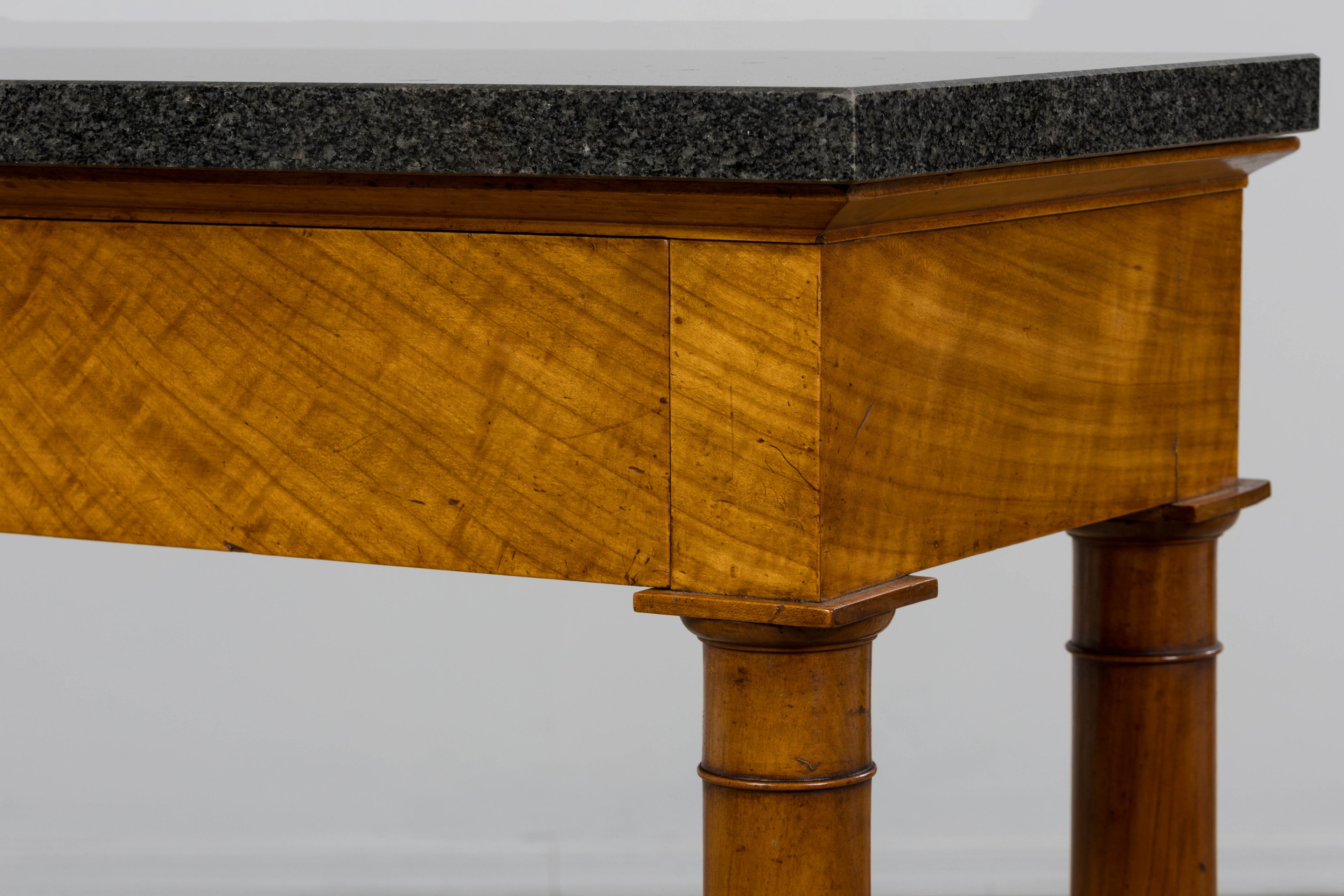 Early 19th Century French Empire Mahogany Console W/ Dark Gray Granite Top