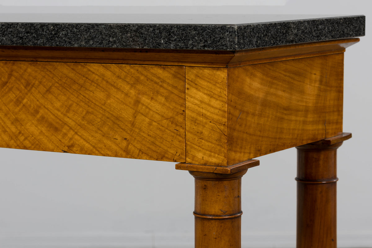 Early 19th Century French Empire Mahogany Console W/ Dark Gray Granite Top