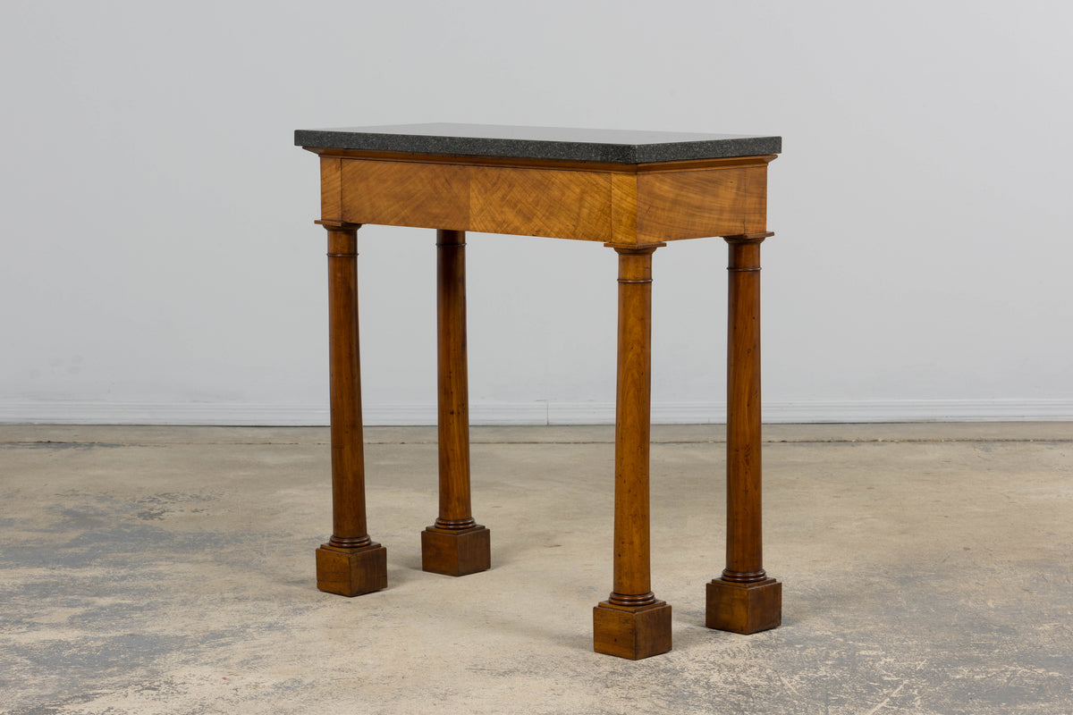 Early 19th Century French Empire Mahogany Console W/ Dark Gray Granite Top