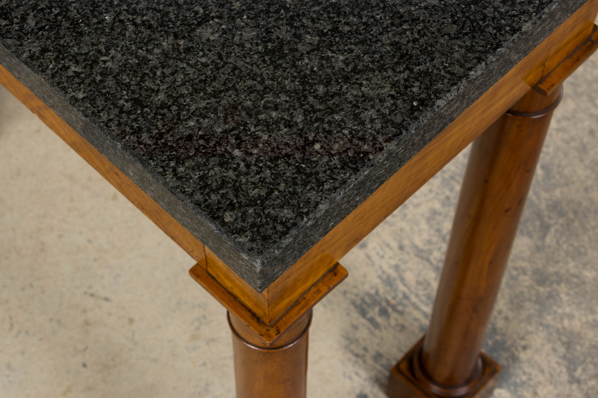 Early 19th Century French Empire Mahogany Console W/ Dark Gray Granite Top