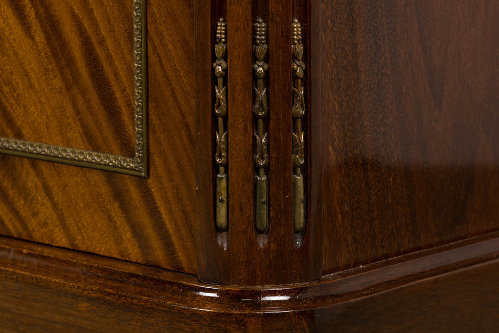 French Louis XVI Style Mahogany Sideboard Buffet W/ Carrara Marble