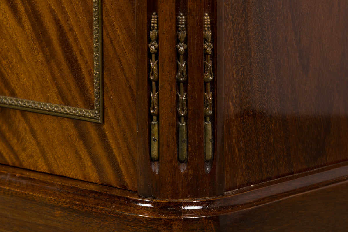 French Louis XVI Style Mahogany Sideboard Buffet W/ Carrara Marble