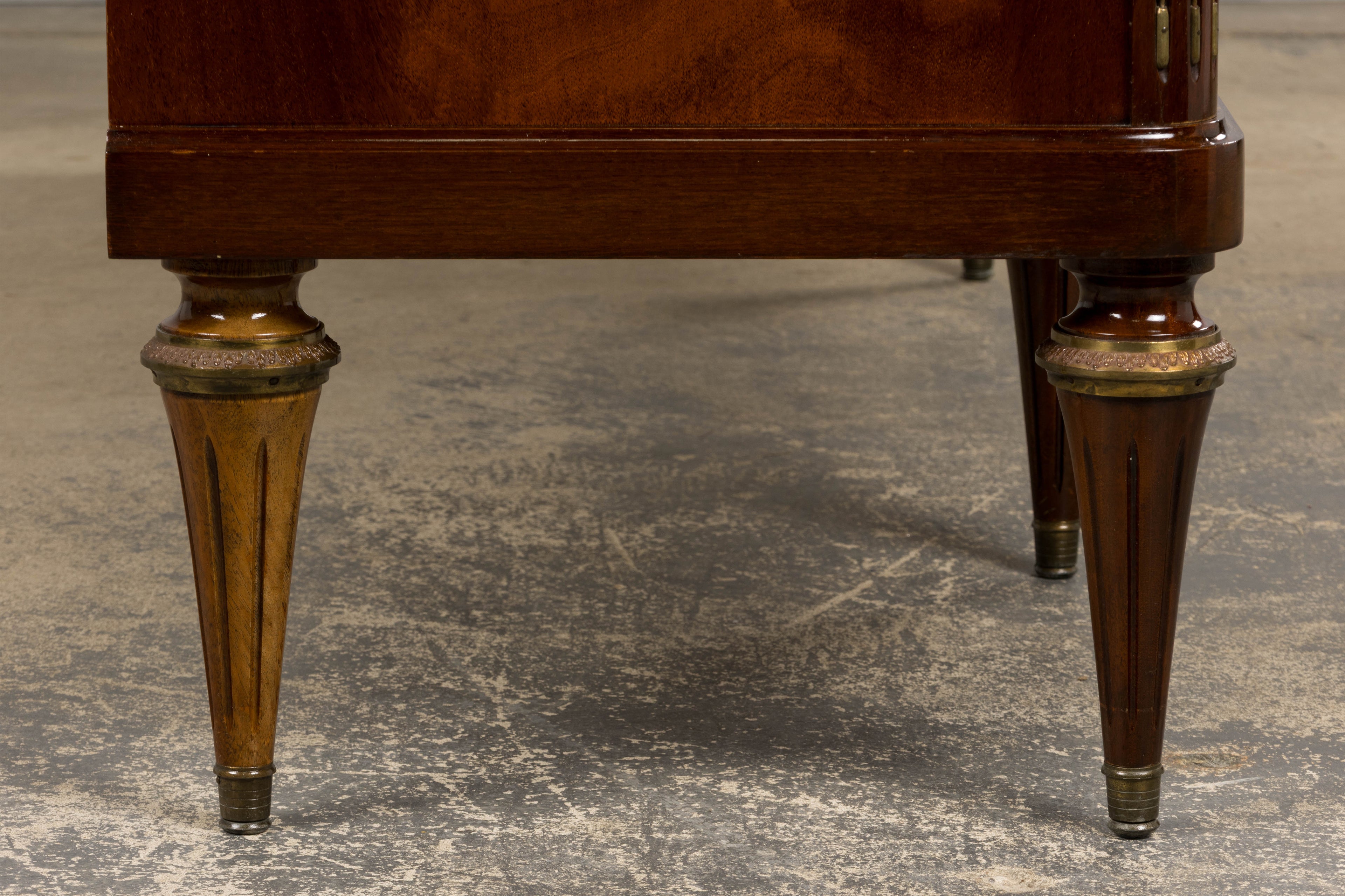 French Louis XVI Style Mahogany Sideboard Buffet W/ Carrara Marble
