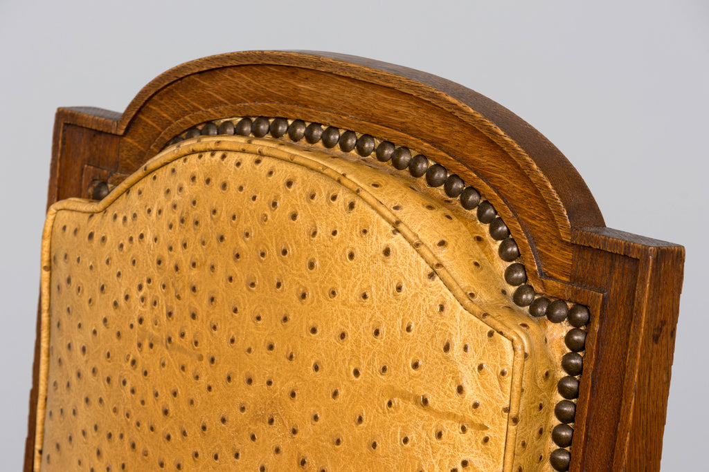 Set of 8 Late 19th Century French Napoleon III Oak Dining Chairs in Ostrich-Embossed Leather
