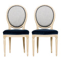 A Pair of Antique French Louis XVI Style Painted Side Chairs in Navy