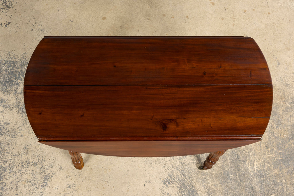 Antique English Victorian Drop-Leaf Dining Table in Mahogany, Late 19th Century