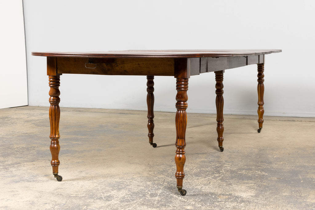 Antique English Victorian Drop-Leaf Dining Table in Mahogany, Late 19th Century