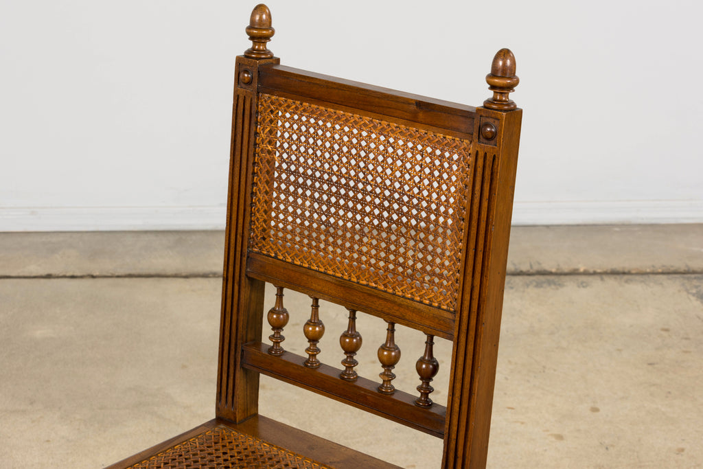 Antique French Henri II Style Walnut Caned Dining Chairs, Set of 8