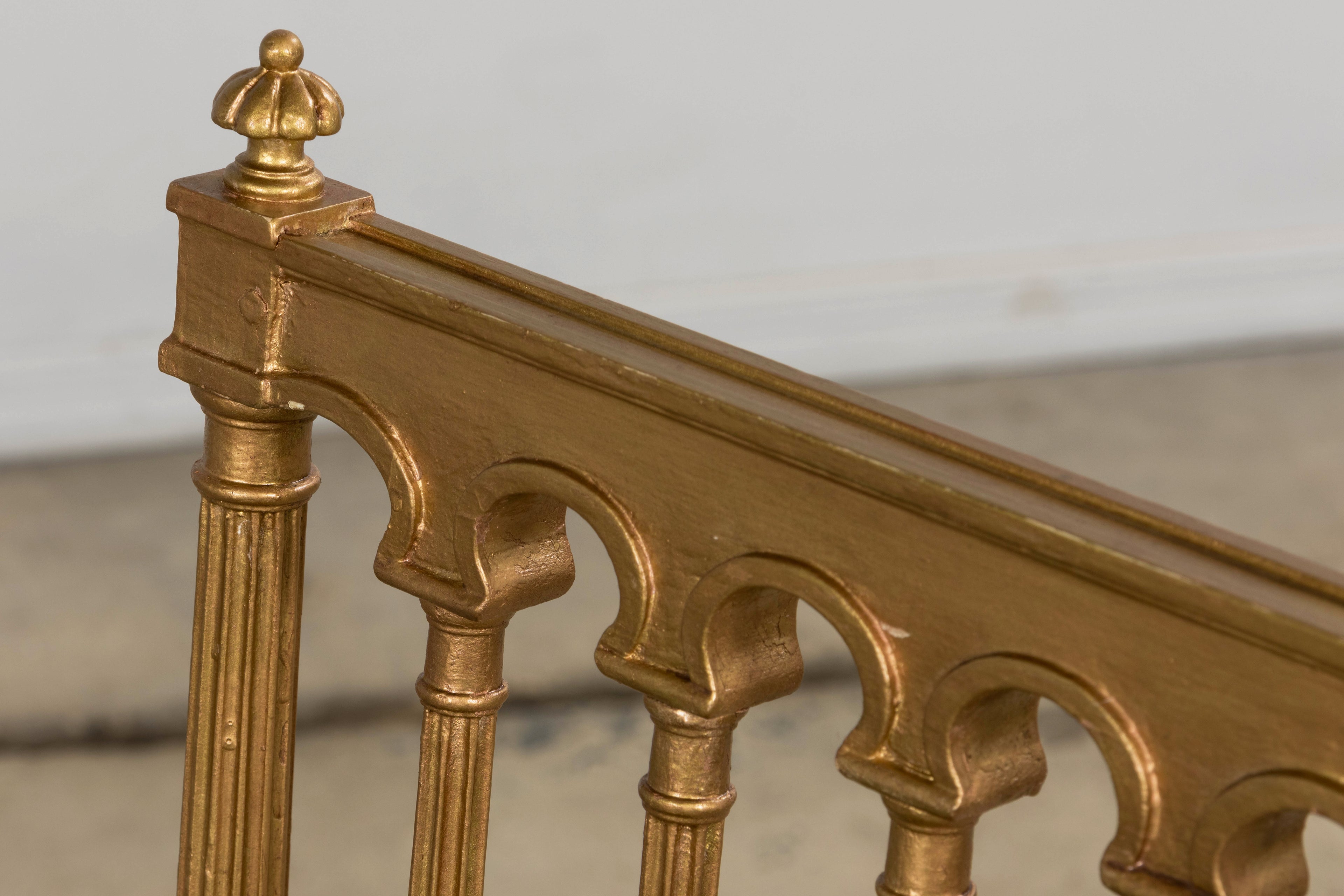 Antique French Louis XVI Style Giltwood Dining Chairs in Green Mohair, Set of 6