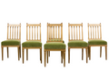Antique French Louis XVI Style Giltwood Dining Chairs in Green Mohair, Set of 6