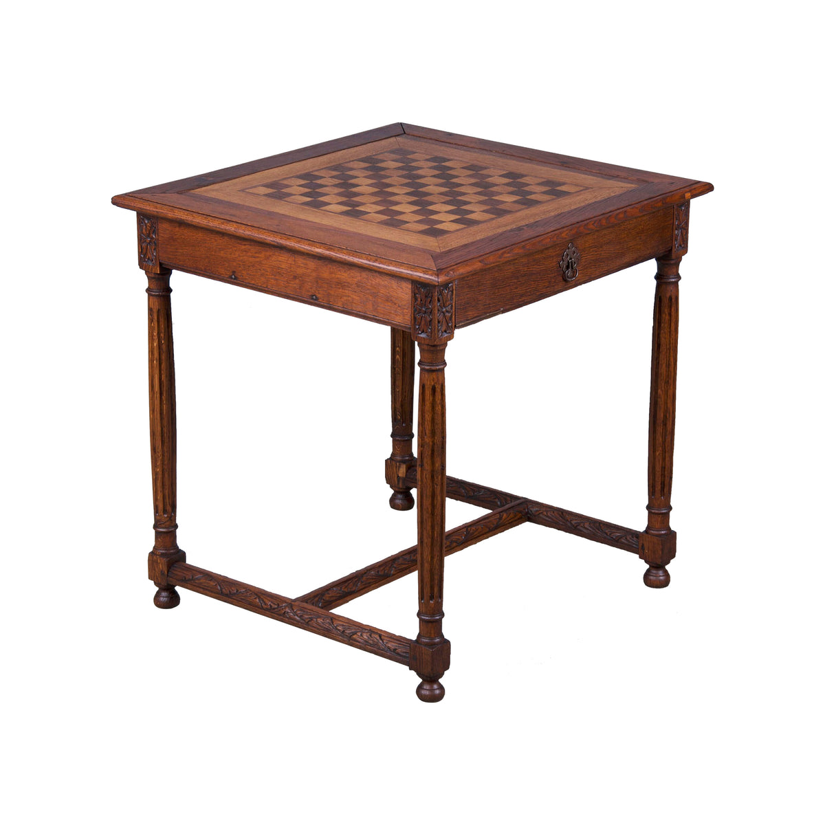Antique French Louis XVI Style Oak Chess Game Table