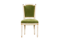 Antique French Louis XVI Style Painted Accent Chair in Moss Green Mohair