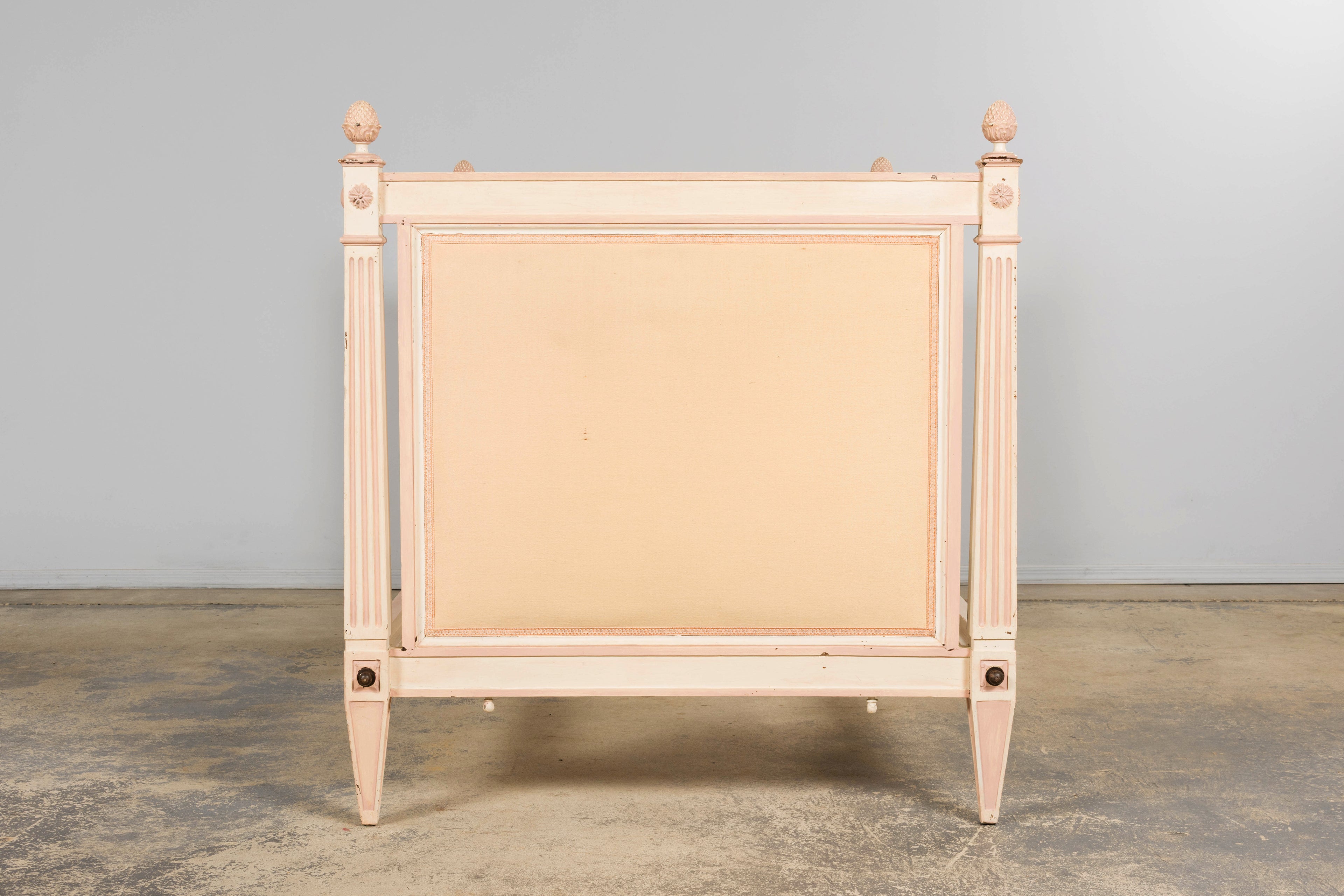Antique French Louis XVI Style Painted Bed with Toile Panels, 19th Century