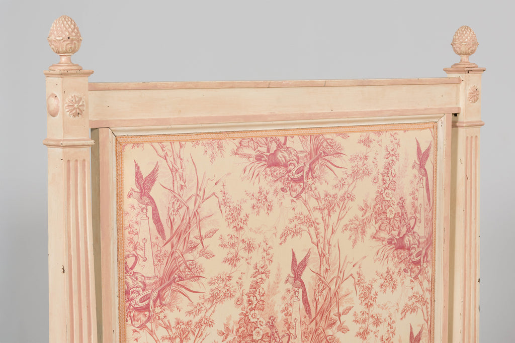 Antique French Louis XVI Style Painted Bed with Toile Panels, 19th Century
