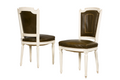Antique French Louis XVI Style Painted Chairs with Olive Green Leather - A Pair