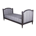 Antique French Louis XVI Style Painted in Black Daybed W/ Tweed Fabric