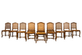 Antique French Louis XV Style Provincial Walnut Cane Dining Chairs, Set of 12
