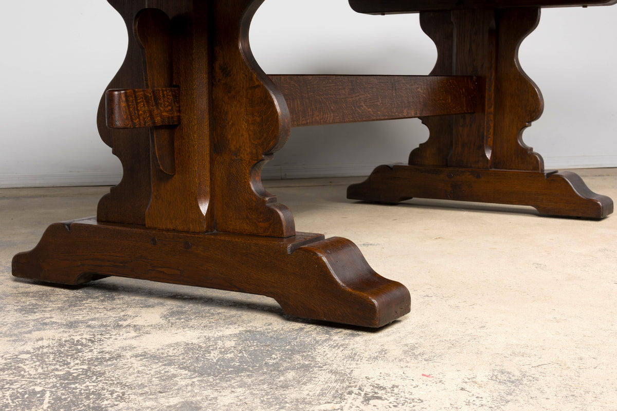 Antique French Oak Monastery Trestle Dining Table