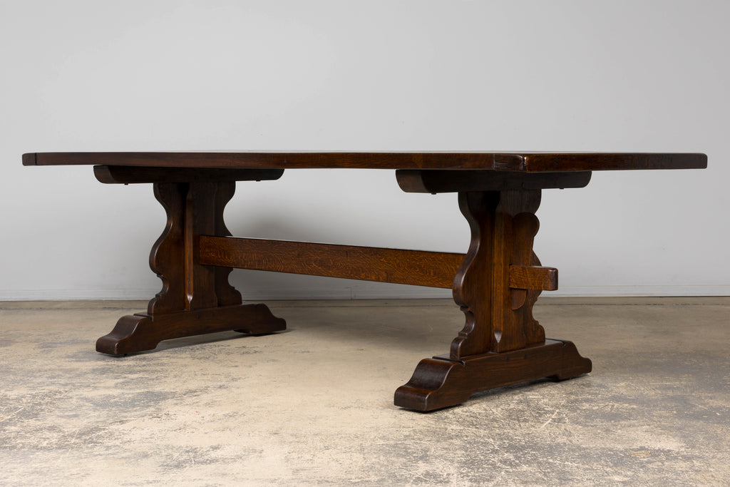Antique French Oak Monastery Trestle Dining Table