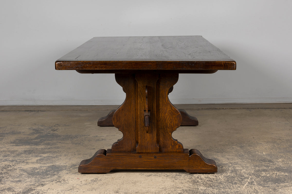 Antique French Oak Monastery Trestle Dining Table