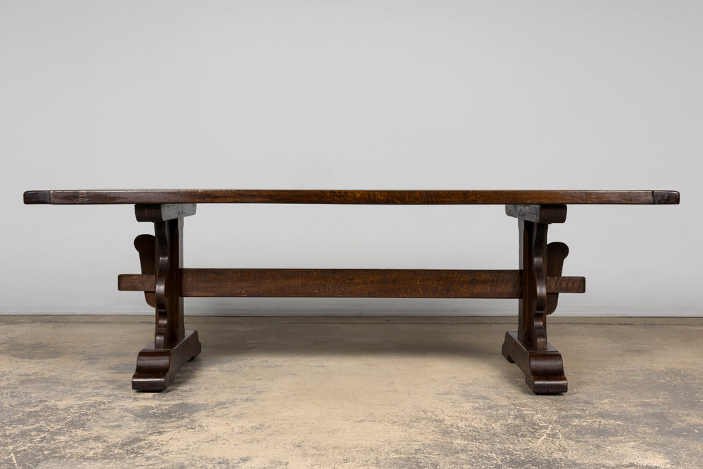 Antique French Oak Monastery Trestle Dining Table