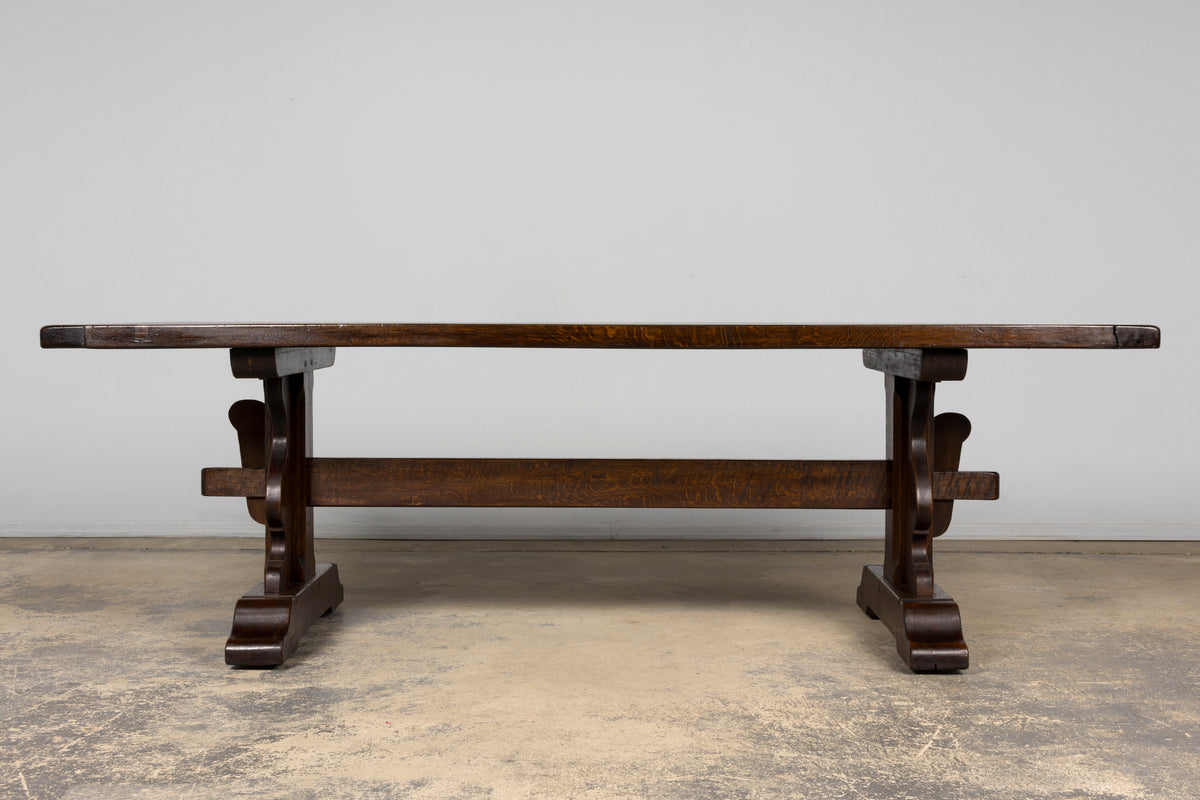 Antique French Oak Monastery Trestle Dining Table
